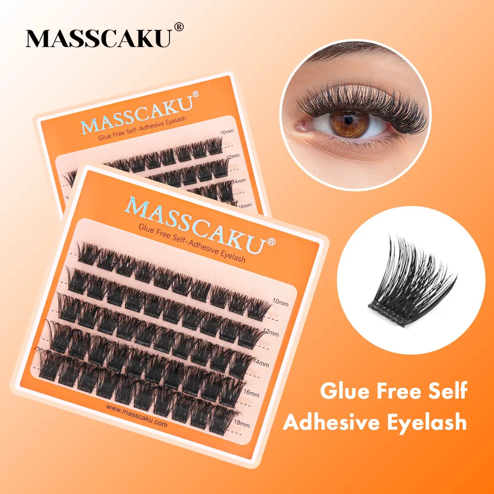 MASSCAKU Self-adhesive Eyelash Cluster Idol Single Cluster Eyelash Extension NO Glue Needed Individual Lashes Makeup Tools