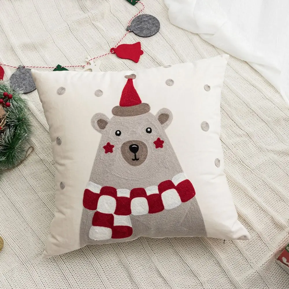 45x45cm Christmas Embroidery Pillowcase Luxury Soft Colored Lanterns Pillowcase Creative Rectangular Dacron Throw Cushion Cover