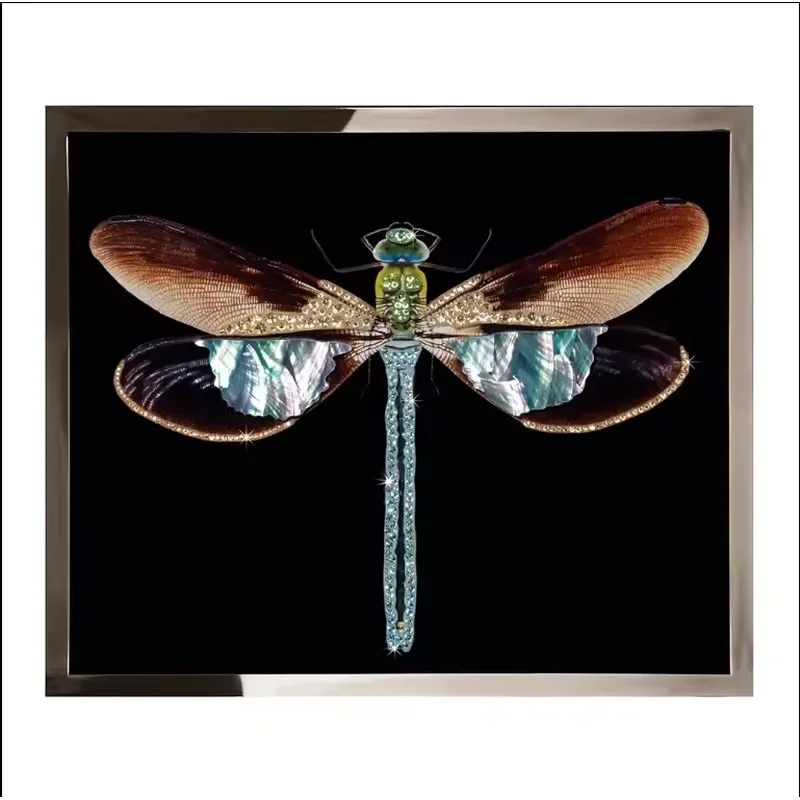 Home Decor Glass Diamond Crystal Porcelain Painting Wall Art Crystal Painting With Frame