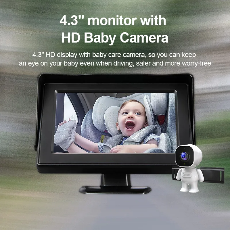 Car Baby Monitor View Infant in Rear Facing Seat IR Night Vision Camera with 4.3'' HD Display Baby Car Mirror for Toddler Kids