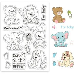 Animals Silicone Clear Stamps Bear Lion Elephant Rabbit Dog Transparent Stamps for Christmas Birthday Valentine's Day Cards