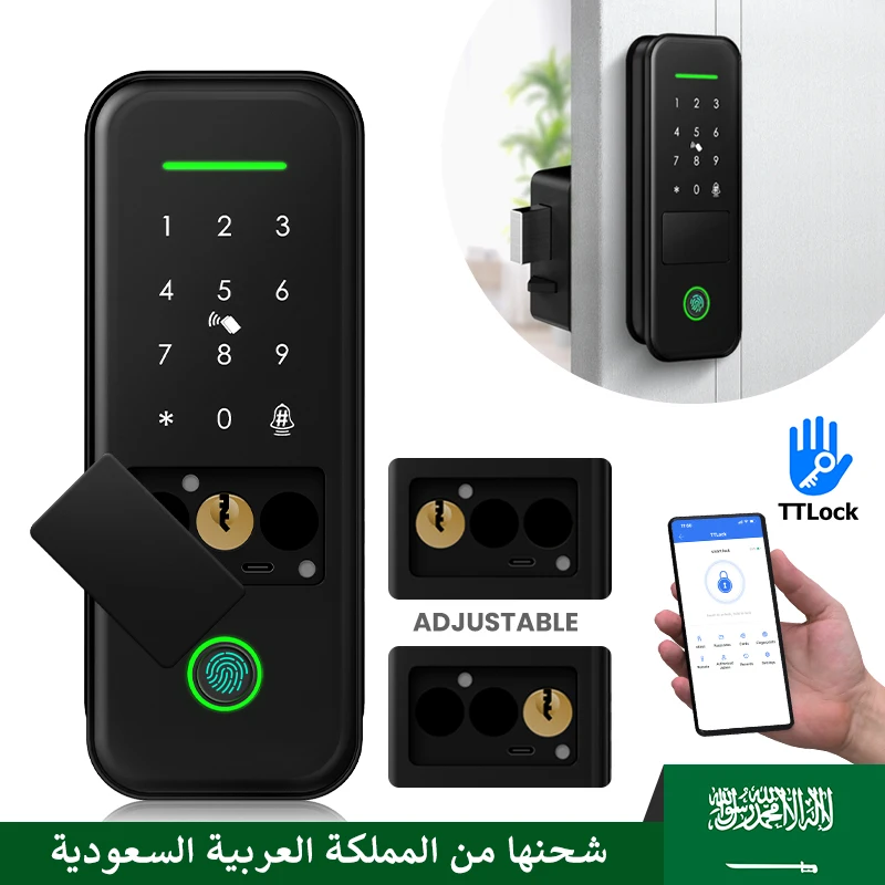 Fingerprint Waterproof Outdoor Garden Lock Remote Control TTLock App Code Keyless Smart Door Lock Electric Rim Lock and Gateway