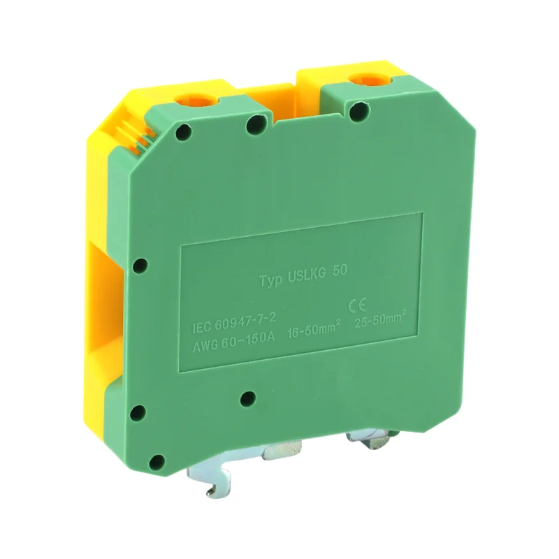 

1Pcs USLKG50 Universal Earth Terminal / UK50N DIN Rail Block, Yellow-Green & Flame Retardant