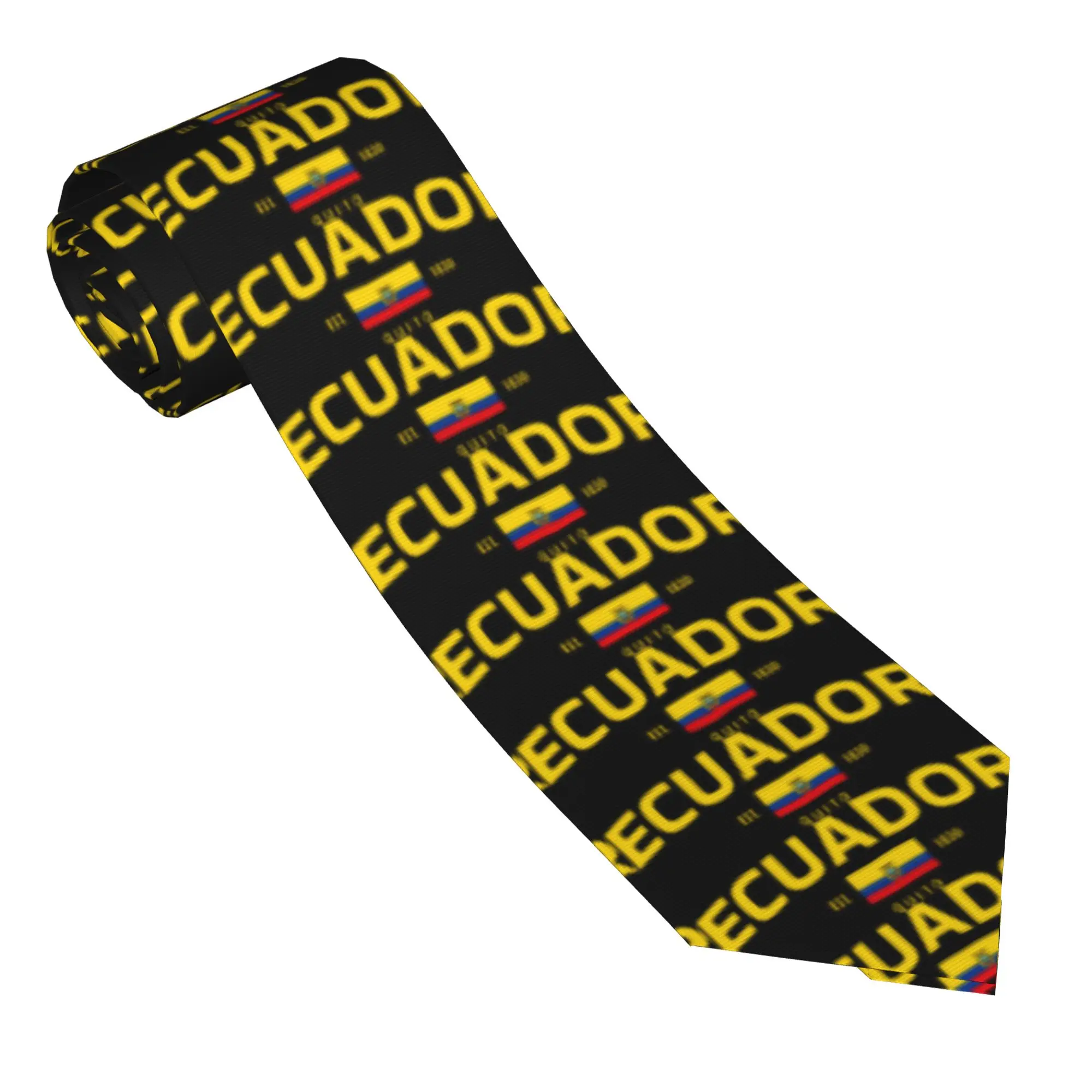 Vintage Ecuador Quito Flag Tie  Custom Neck Ties Vintage Cool Collar Tie Male Cosplay Party Necktie Accessories