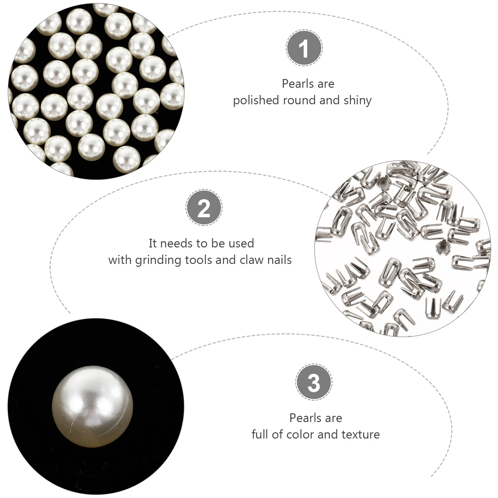 

150Sets Round Pearl Rivets DIY Head-Dress Rivet Smooth Bright Color Perfect Gift Friends Claw Nail Rivets Mini Claw Nail