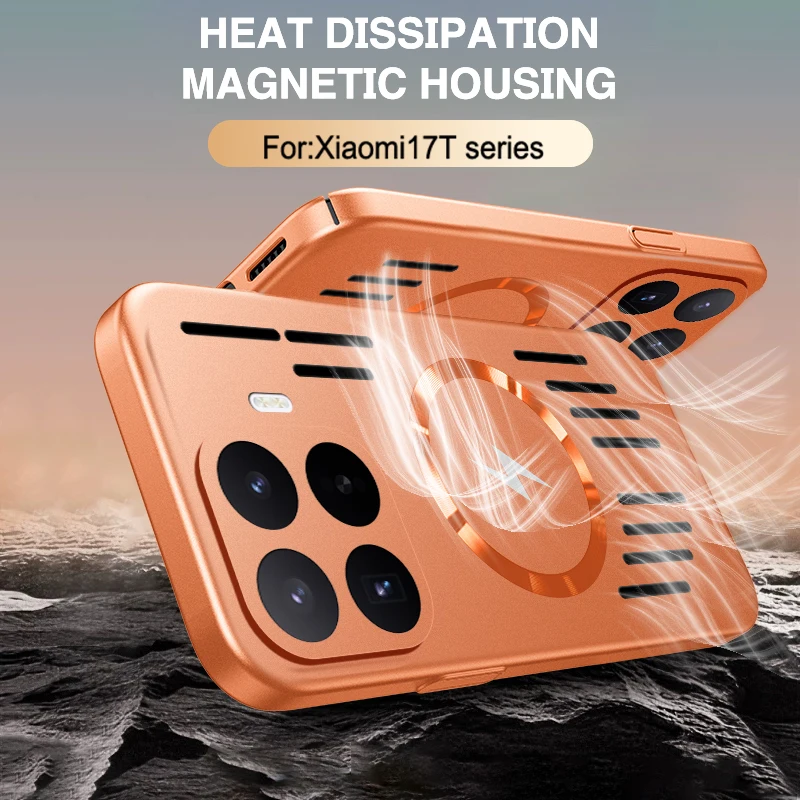 Breathable Phone Cases for Xiaomi 17T Pro 17 Max 5G Magnetic Cooling Heat Dissipation Original Luxury Fashion Back Cover Housing