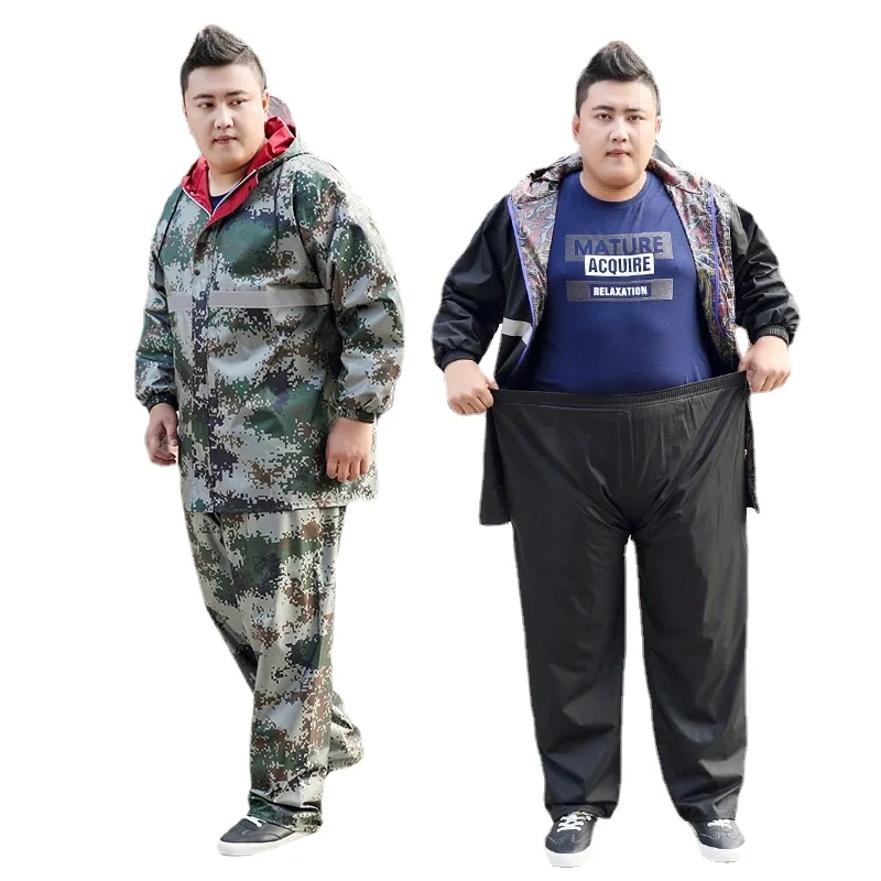 Plus Size Raincoat Rain Pants MenLarge-sized Rain Gear Reflective Strip Oversized Rain Jacket Ride Rainwear Full-figured Poncho