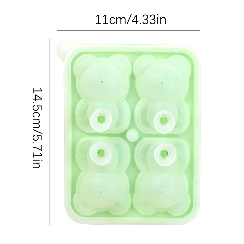 4 Grids Bear Ice Mold 3D Bear Silicone Ice Cube Tray Cartoon DIY Ice Ball Juice Milk Ice Maker Chilled Drinks Kitchen Tool