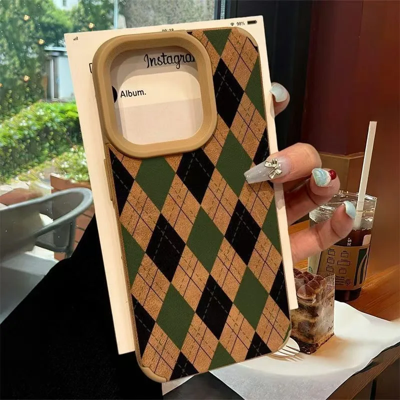 Case For iPhone 16 Pro Cases iPhone 15 Case Creative Lingge New Trendy Brown Case For iPhone 14 Plus 13 12 11 XS Max X XR Cover