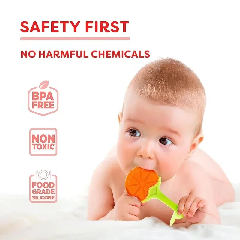 Teething Baby Toy Silicone Teether for Teeth Babies Accessories Newborn Fruit Sucking Chew Toys For Newborn Baby BPA-Fre Gift