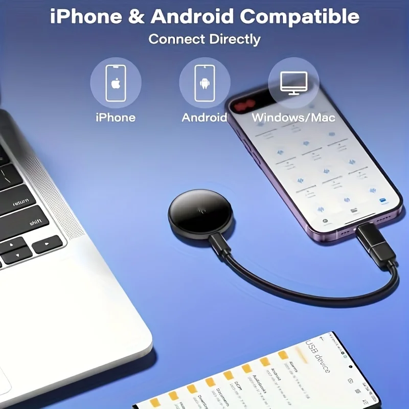 Przenośny magnetyczny dyktafon aktywowany głosem o pojemności 64 GB z USB-C, czas nagrywania 800 godzin, do pracy, na wykłady i spotkania.