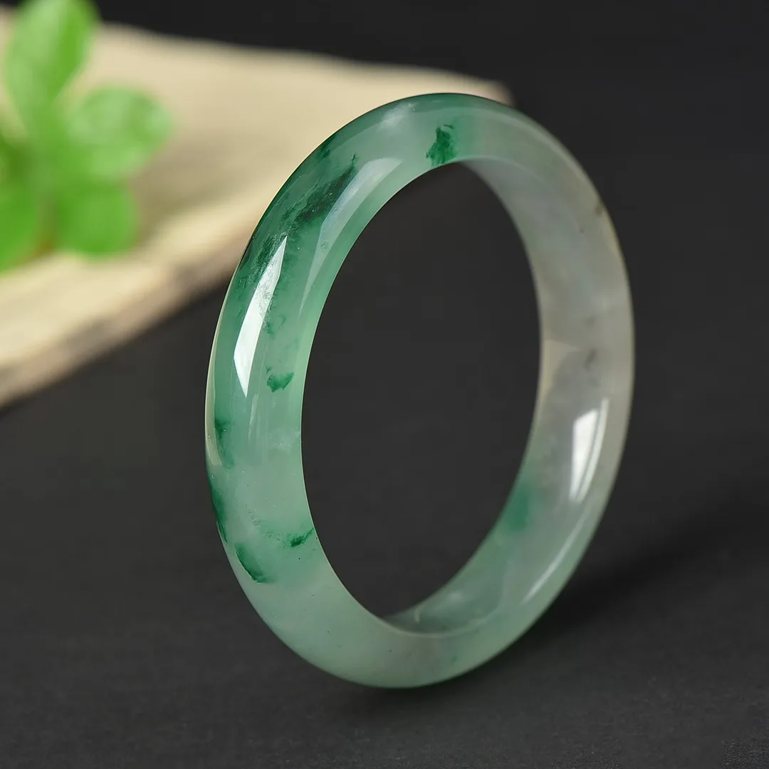 Certified Jade Bangles Women Healing Gemstone Fine Jewelry Genuine Myanmar Grade A Jadeite Ice Floating Burma Jade Stone Bangles