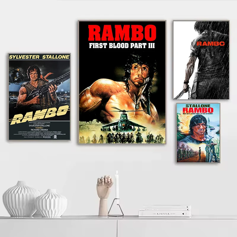 Movie Rambo First Blood 1/2/3/4 Classic Old Action Adventure Film Poster Canvas Painting Wall Art Pictures Home Decor Gift