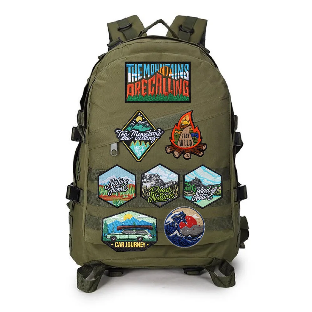 New Creative Natural Light Outdoor Adventure Department Embroidered Field Landscape Backpack Self-Driving Camping Patch