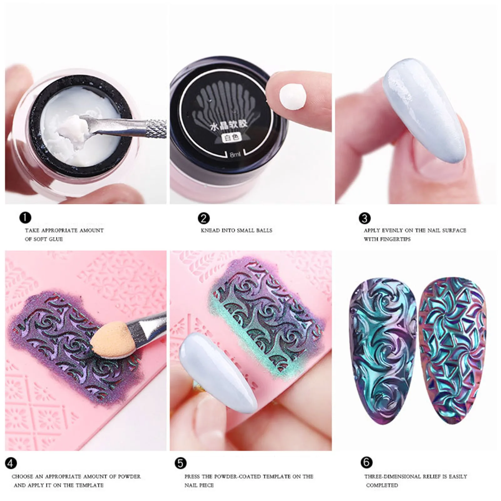 Nail Art Printing modello in Silicone 3D Manicure Relief Soft Mold accessori per la bellezza delle unghie per la pittura delle unghie