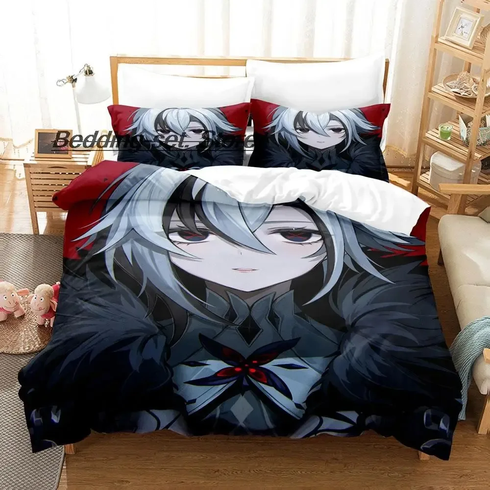 Genshin Impact Arlecchino Bedding Set Single Twin Full Queen King Size Bed Set Aldult Kid Bedroom Duvetcover Sets Game Anime