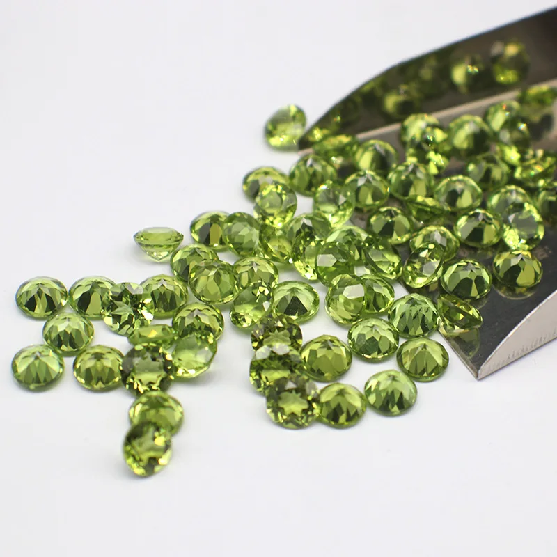 Factory Wholesale 100% Real Natural Circular Olivine Peridot Gemstone Loose Gems Diy Material for Jewelry