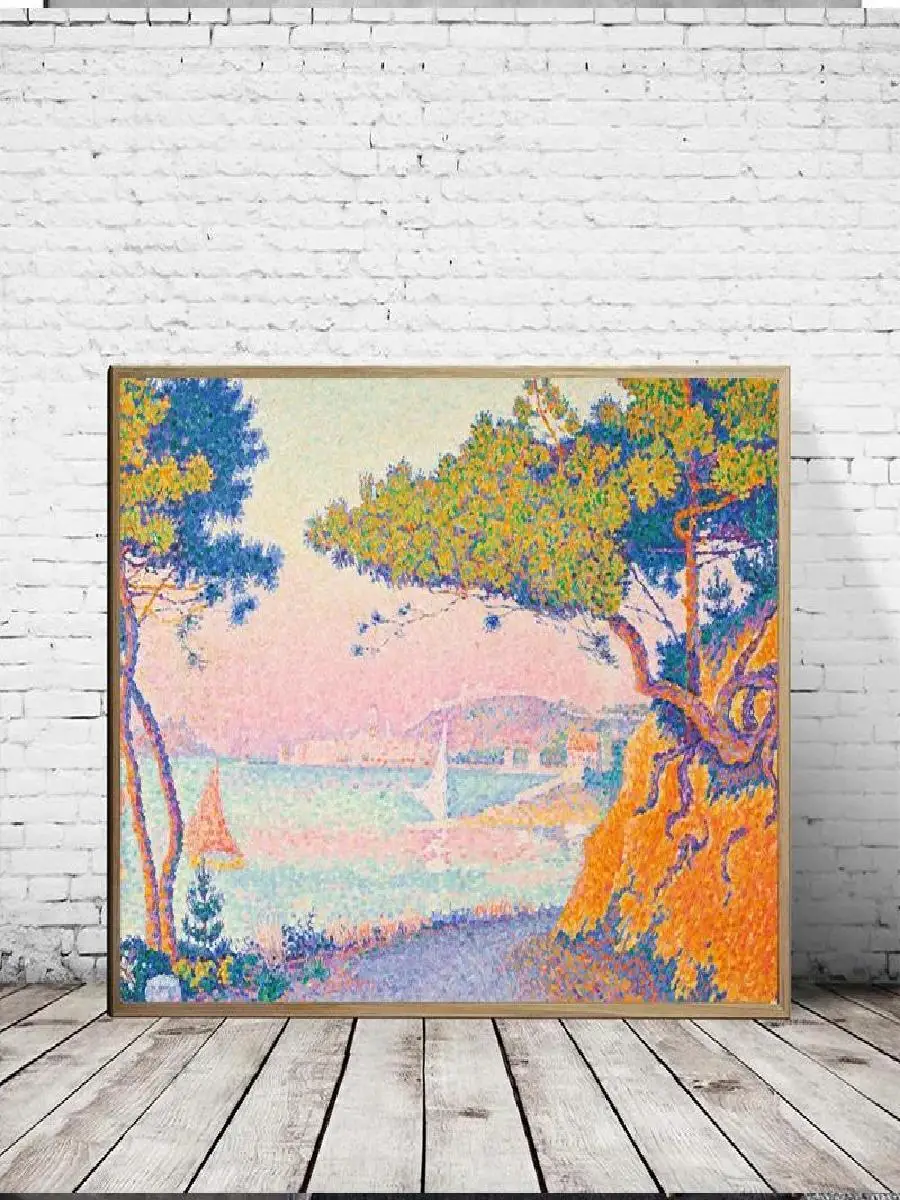 Paul Signac Pointillism Artwork Poster  The Bonaventure Pine Canvas Painting  Wall Art Pictures for Room Home Office Decoration