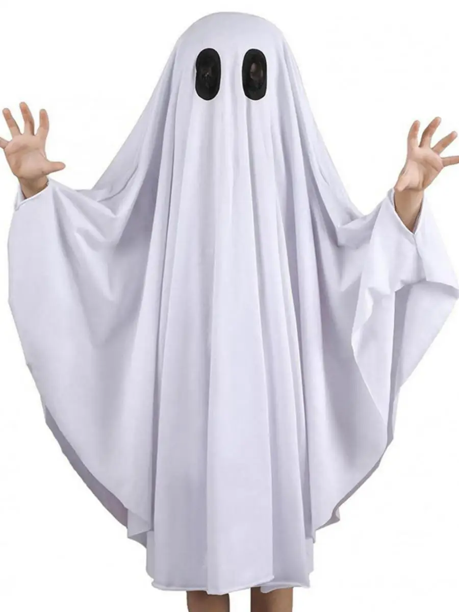 

Adult White Ghost Hooded Robe Halloween Cosplay Party Costume Cross-Border New Children's And Adults' Ghost Theme Party Dress...