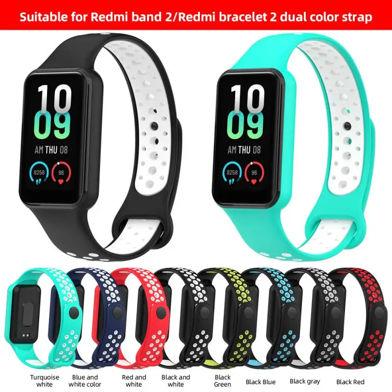Correa de silicona para reloj inteligente, pulsera de repuesto para Amazfit Band 7, dos colores, transpirable