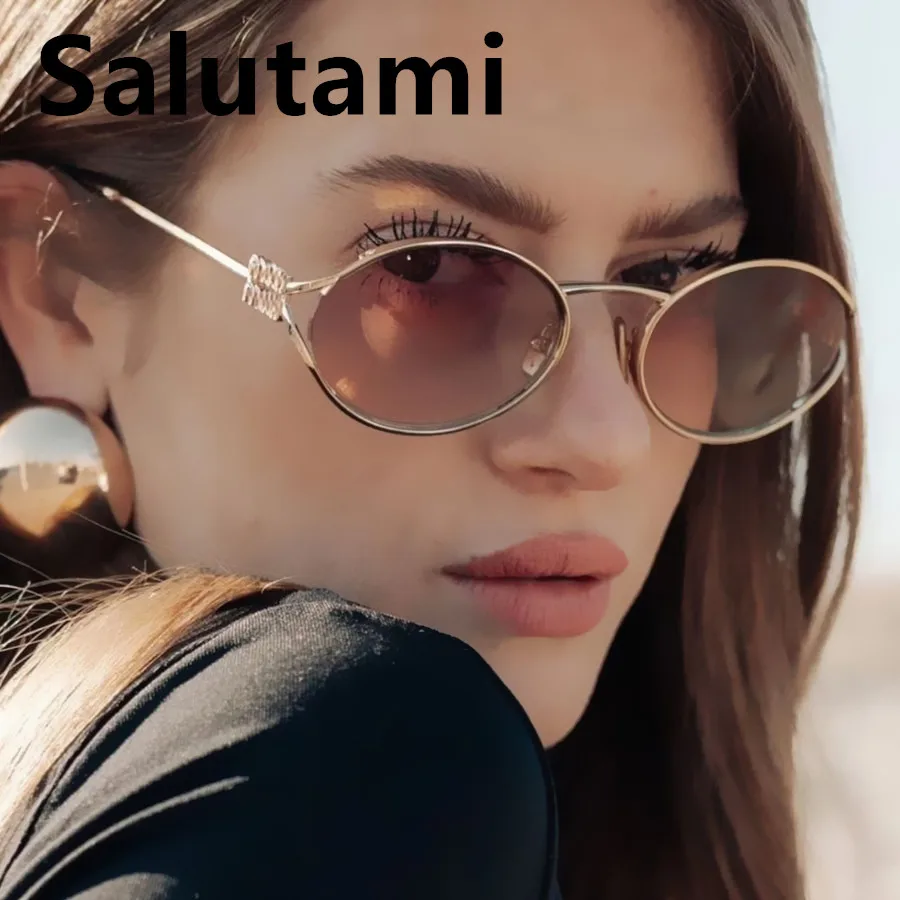 خمر سبائك البيضاوي الصغيرة النظارات الشمسية النساء موضة جديدة العلامة التجارية أنيقة مثير نظارات شمسية السيدات العصرية القيادة التدرج ظلال uv400