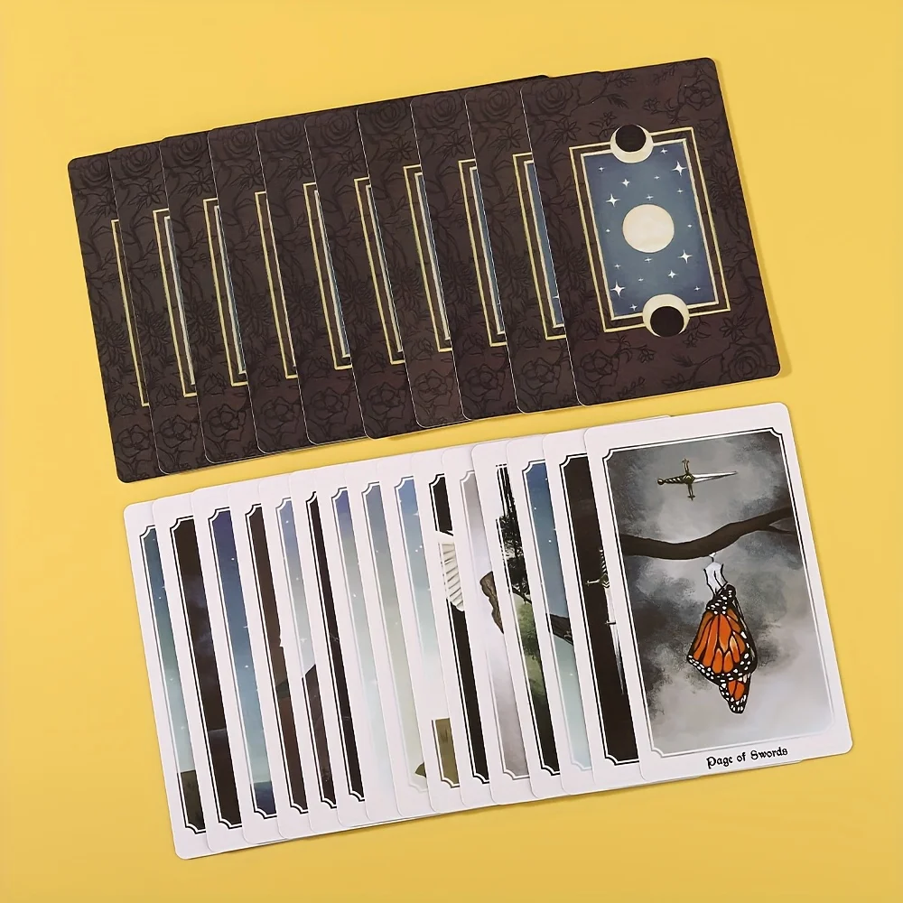動物の剣タロットカードセット、78枚の初心者向けカードゲーム、占い探求用紙箱包装、耐久性のある紙素材