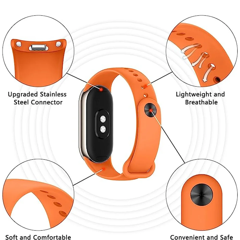Силиконовый ремешок для Xiaomi Mi Band 8, аксессуары для часов, эластичные ремешки, сменный спортивный ремешок, браслет для Miband 8, ремешок
