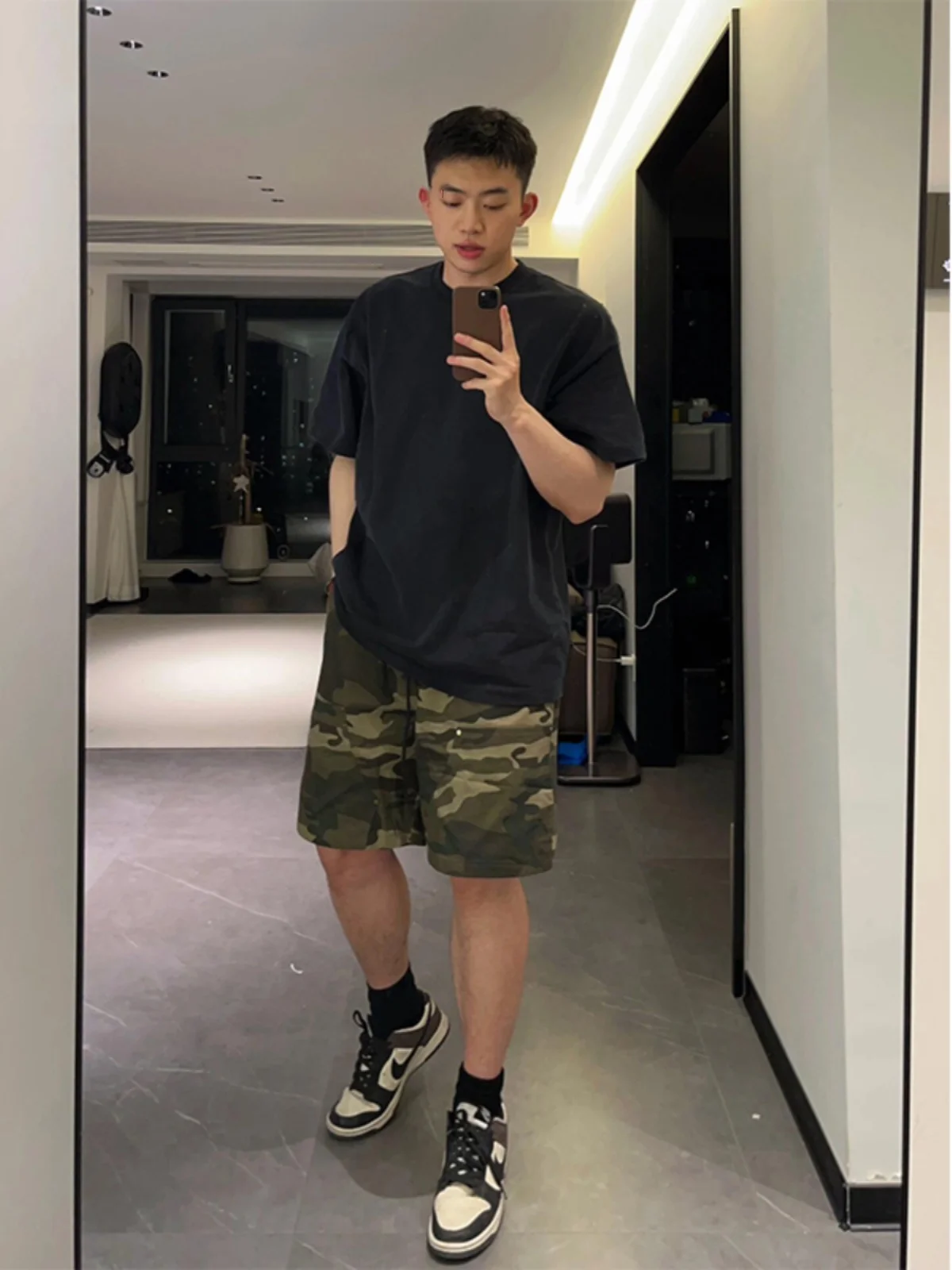 Camouflage Shorts Men's Summer Thin American Loggers Five-Point Pants High Street Cool Nails Jeans Loose Fit Casual Fashion