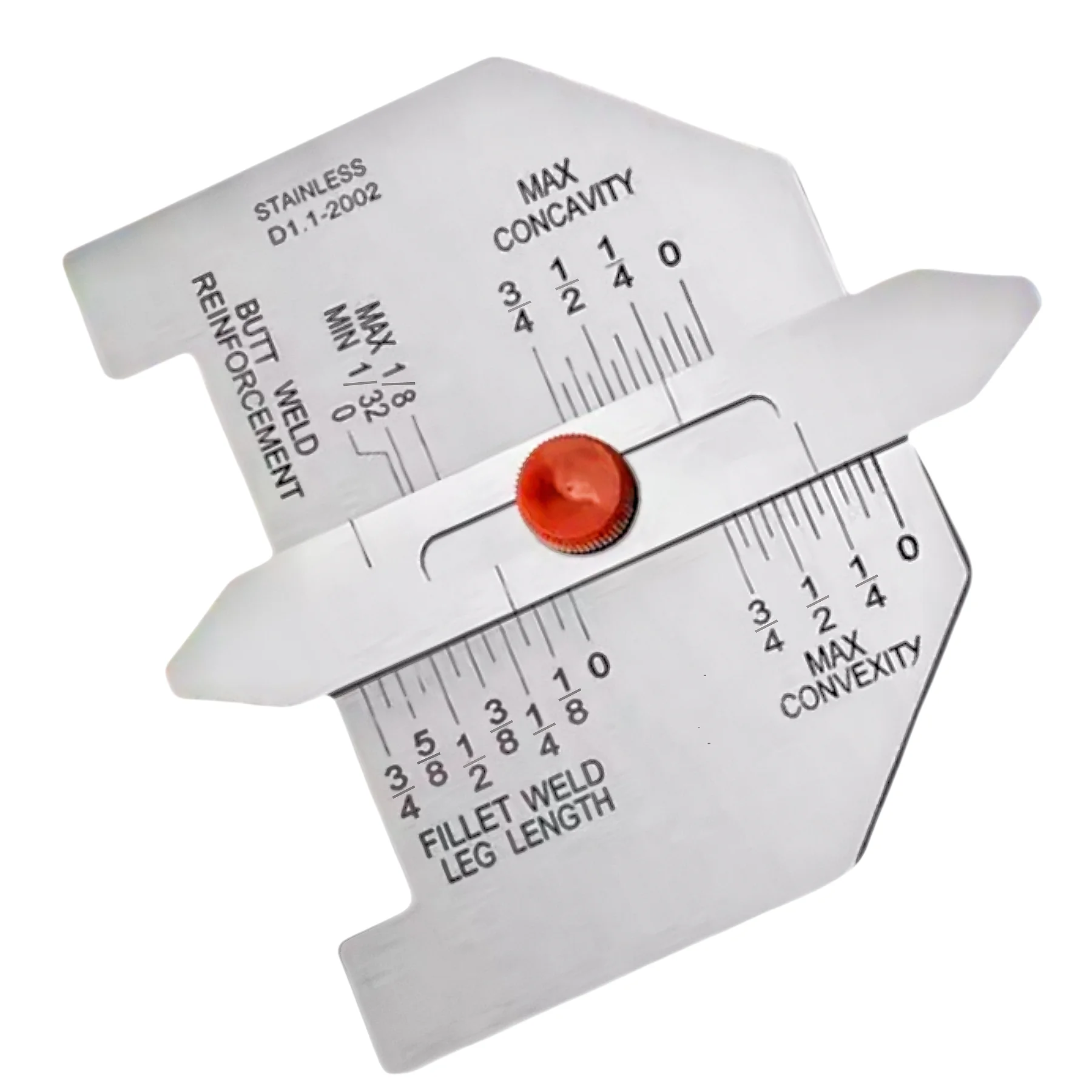 PrecisionWeld naadmeetinstrument voor nauwkeurige kalibratie van schuine gewrichten die convexe oppervlakken en de dikte van hoeklaspen controleren