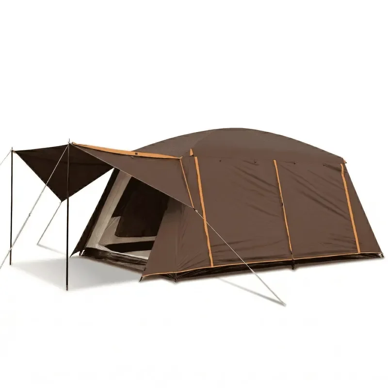 Premium Black Coated Oxford Mesh Double Layer Four-Season 5-8 Person Sunproof Rainproof Outdoor Camping Tent with Two