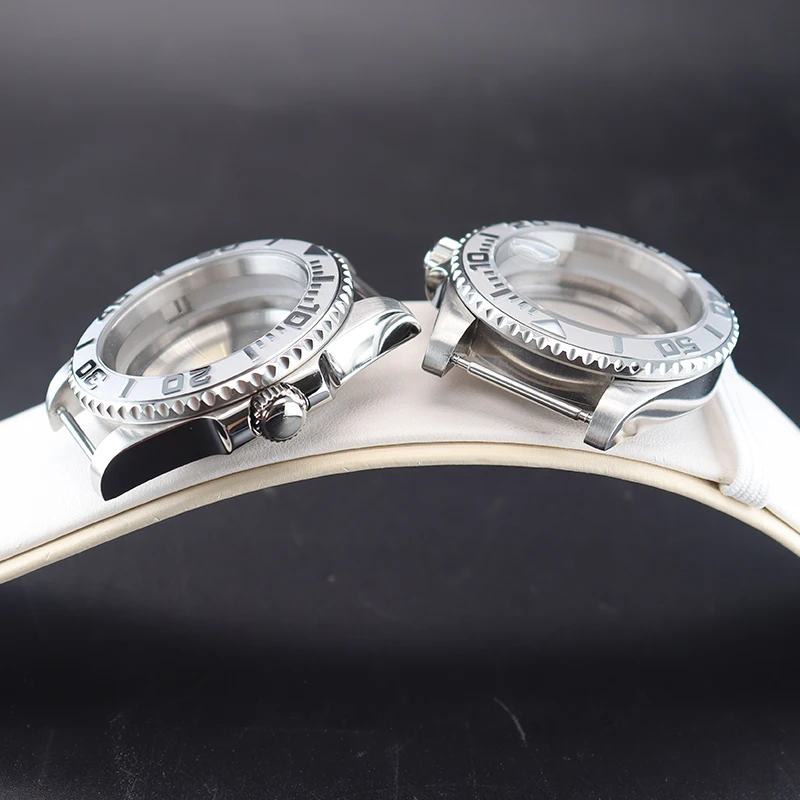 40mm Silver Watch Case Ceramic Bezel Sapphire Glass For Seiko NH35 NH36 NH38 NH34 4R36 Miyota8215 ETA2824 Movement Yacht-Master