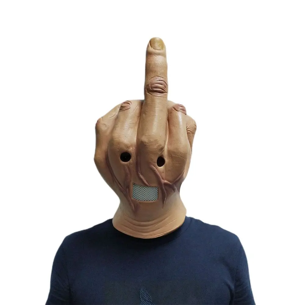 Novelty Latex Costume Scary Middle Finger Funny Halloween Mask