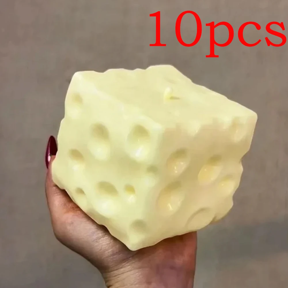◑Jumbo Cheese Cube Stress Ball Big Cheese Shapeable Squeeze Ball Non-Bounce Fidget Toy ASMR Sensory Anti-Stress Festival Gift - view 6