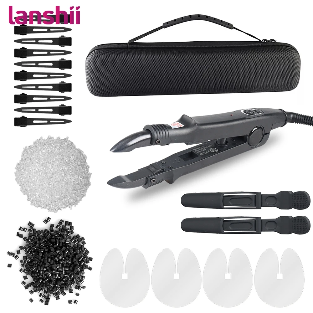 Lanshii K-Tip Fusion Hair Extension Machine Kit – Fast Heat-Up Keratin Glue Melting Wand with Accessories for 100% Remy Hair