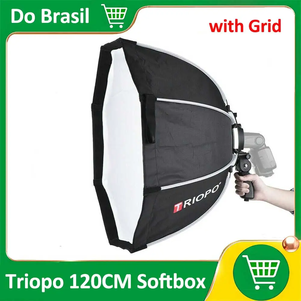 【DO BRASIL】Triopo Softbox 120cm Foldable Octagon Umbrella Softbox S Bracket Hand Grip+Honeycomb Grid Outdoor Soft Box Flash