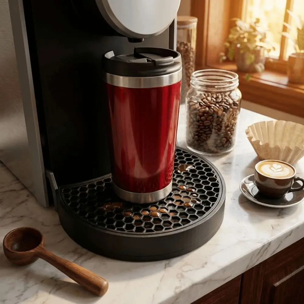 Honeycomb Hole Coffee Machine Drip Tray Coffee Tools Anti Slip Cup Support Bowl Rectangular Black Plastic Mesh Tray Cover