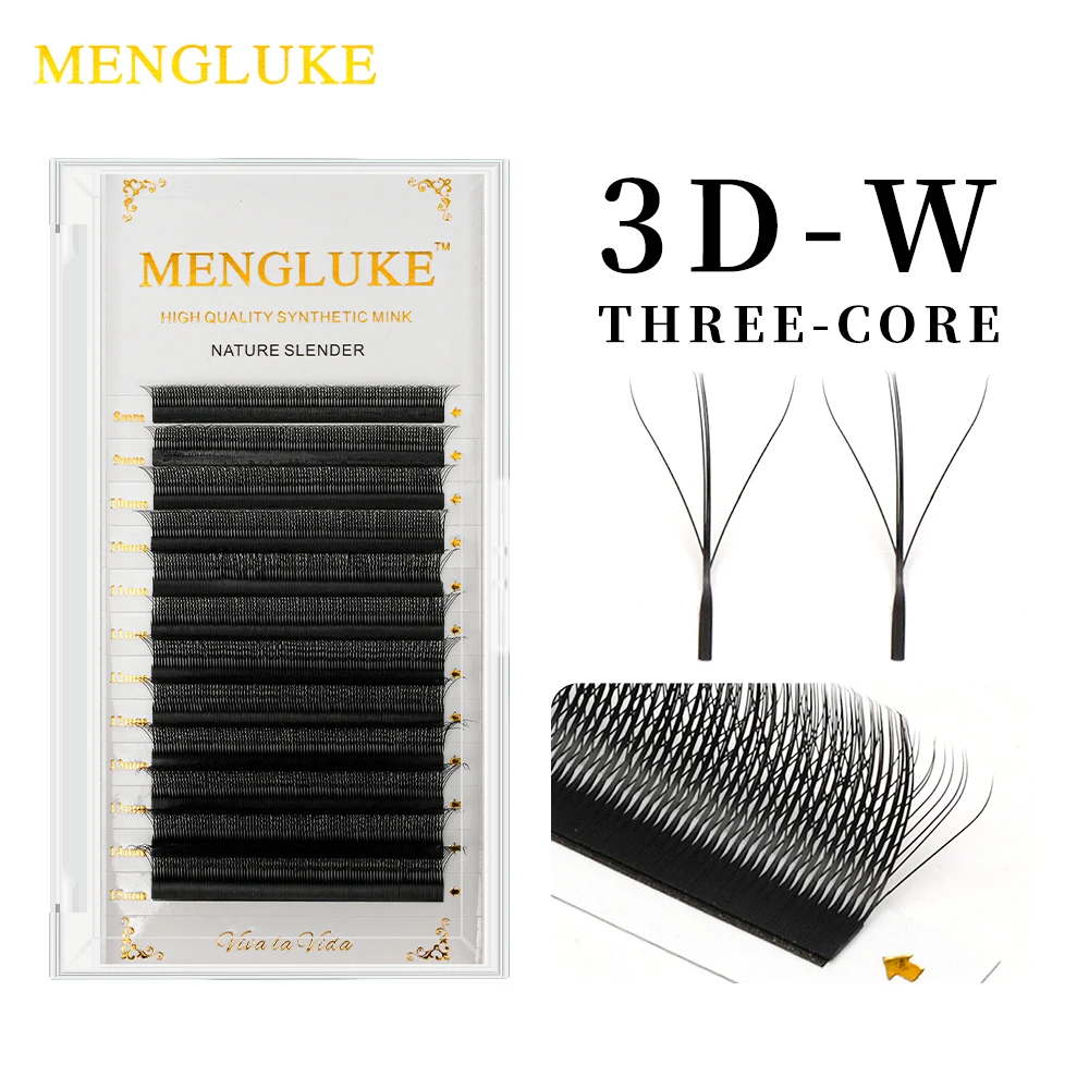 MENGLUKE 3D W Shaped Bloom Automatic Flowering Premade Fans Eyelashes Extensions Natural Soft Light High Idividual Lashes