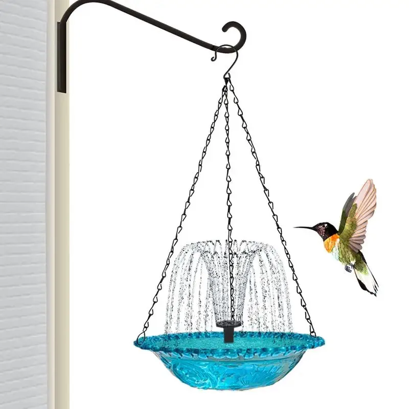 

TOPLIVING Fountain Feeder Bird Water Fountains Hanging Solar Powered Hummingbird Bath Bowl For Garden Bi
