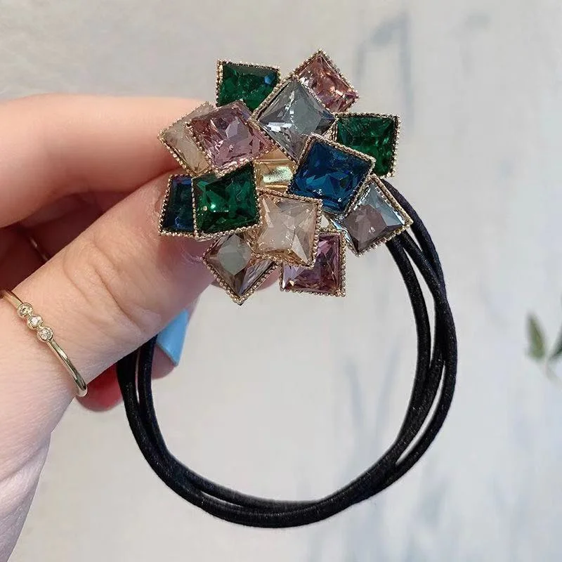 Корейские резинки для волос премиум-класса со сверкающими стразами. Прочные, элегантные и высокоэластичные резинки для волос.