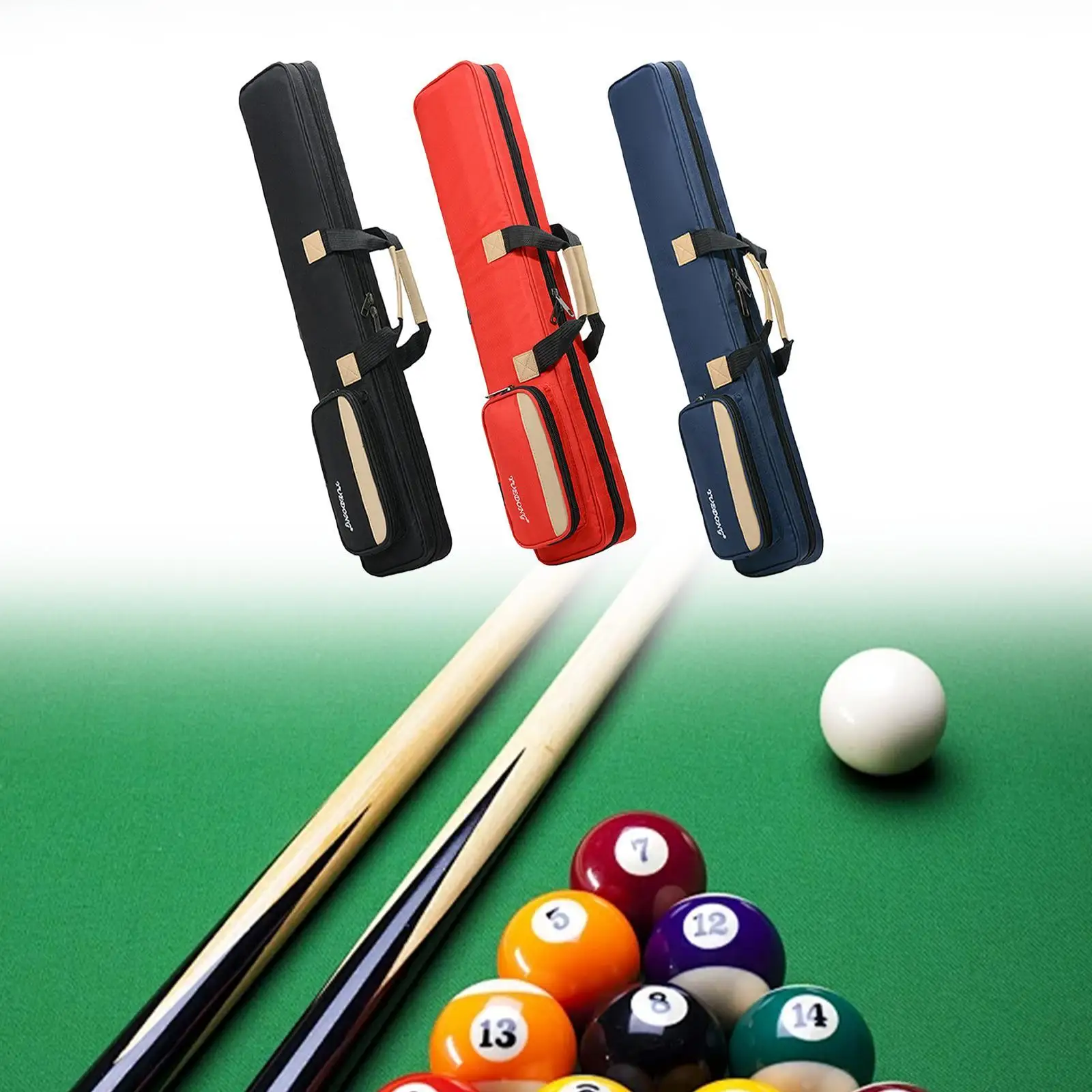 

3x4 Soft Pool Cue Case Hold 3 Butt 4 Shaft 1/2 Club Resistant Protective Pouch