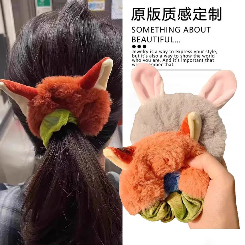 Zootopia جودي هوبس نيك وايلد أفخم Scrunchies للنساء العلاقات الشعر ذيل حصان حامل العصابات الشعر المرنة الخريف الشتاء الموضة #1