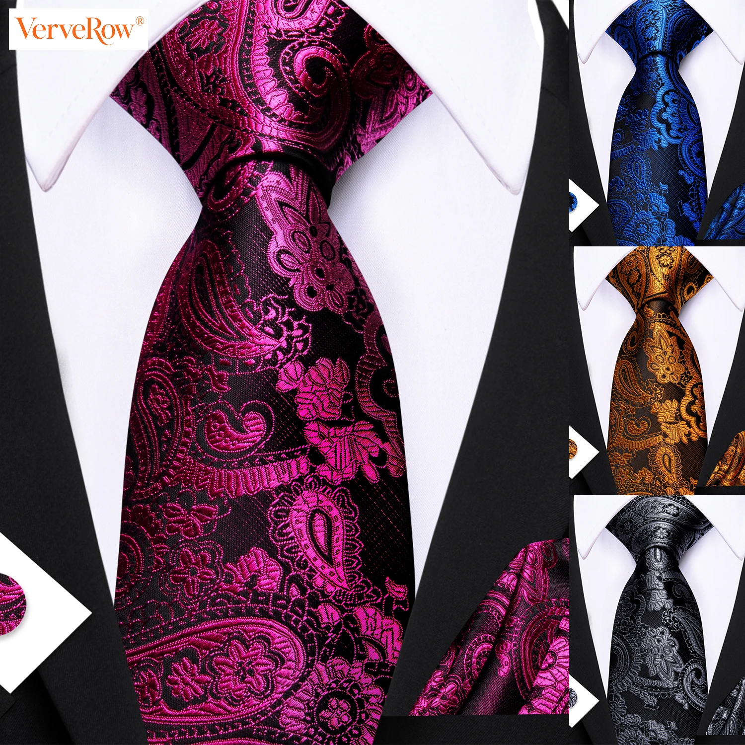 Pocket Square Set - Ensemble cravate, pochette et boutons de