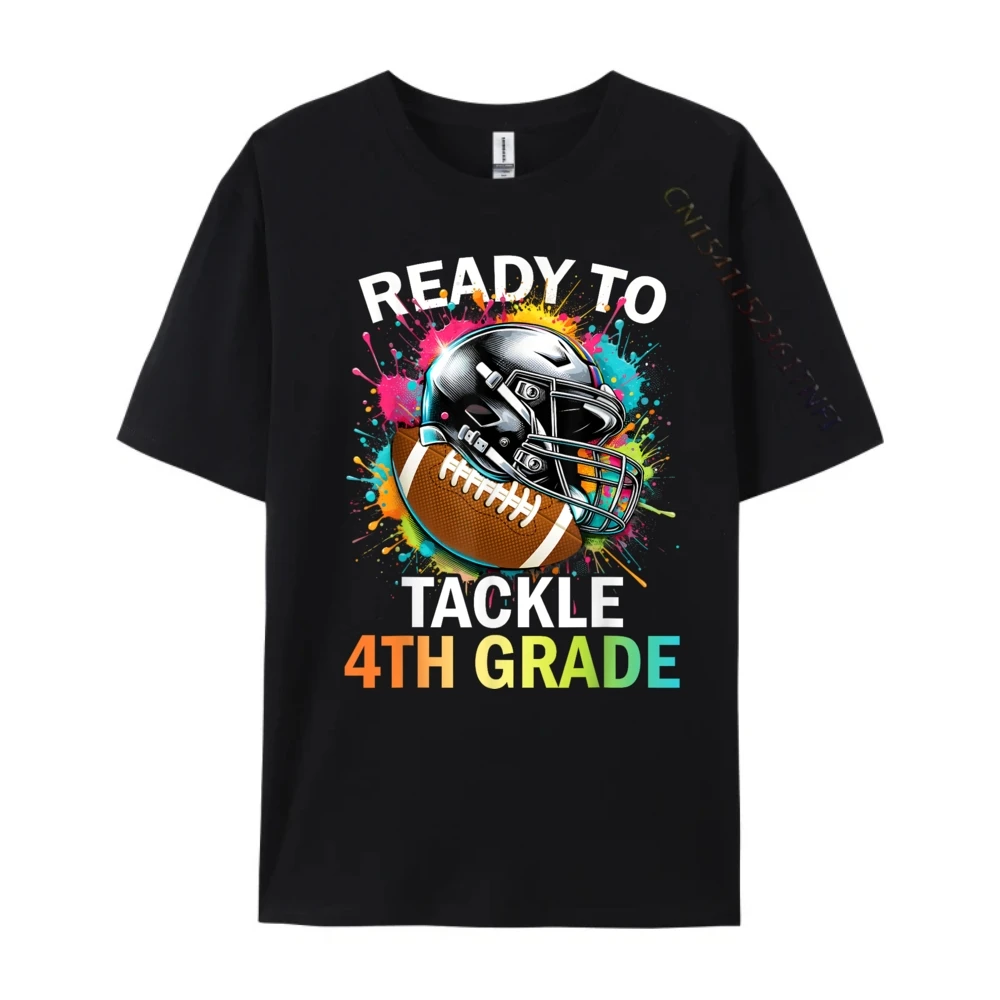 Ready To Tackle 4th Grade Back To School Football Colorful Graphic Tees Men Streetwear Men Group