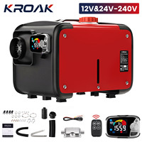KROAK All in One 5KW 12V/24V Diesel Air Heater With Silencers Rotary Switch & Remote Car Parking Heater For Car Trailer Truck