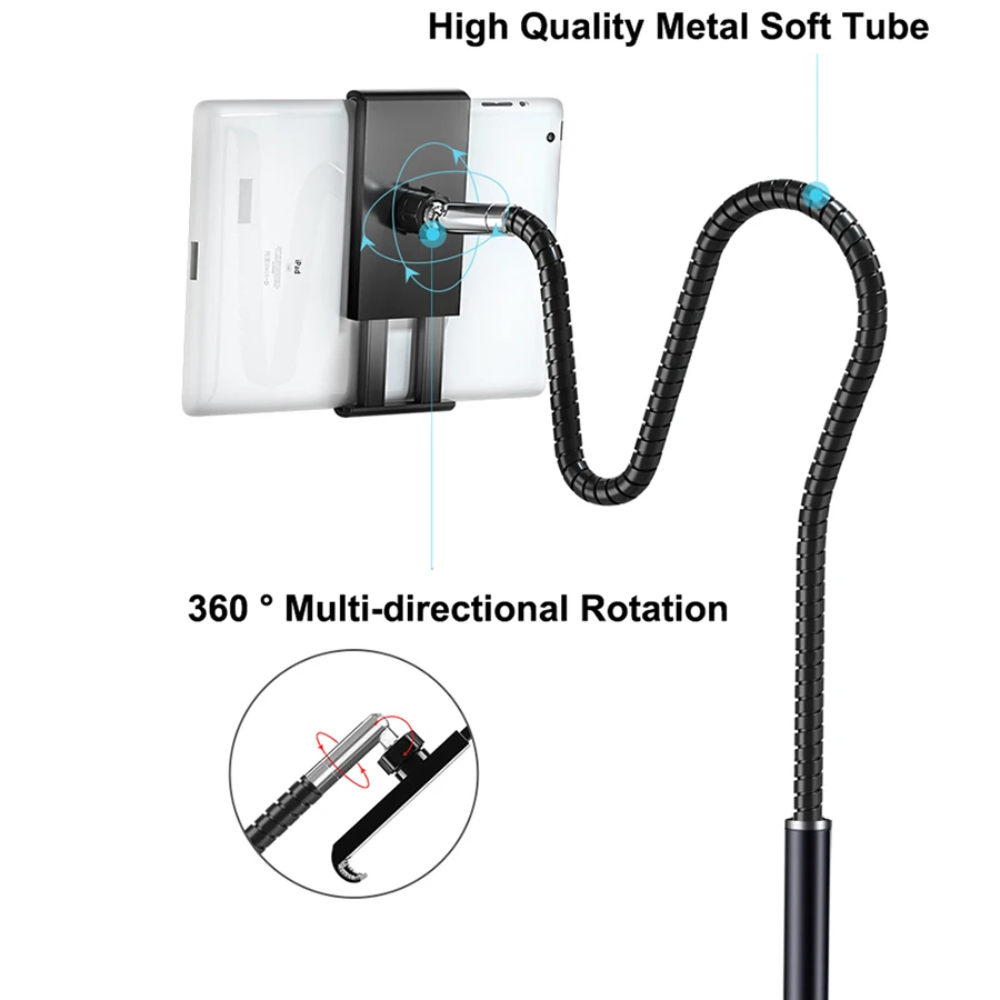 Утяжеленные подставки из углеродистой стали, монопод с гибким металлическим держателем на гибкой стойке для мобильных телефонов, планшетов, ПК