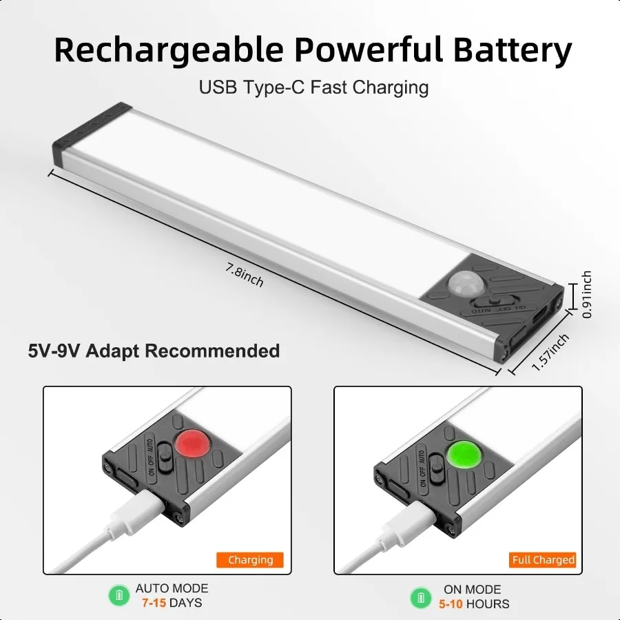 Under Cabinet Lighting Equipped with Motion Sensor Rechargeable Battery Operated3Level Adjustable Brightn 3 Pack Magnetic Under