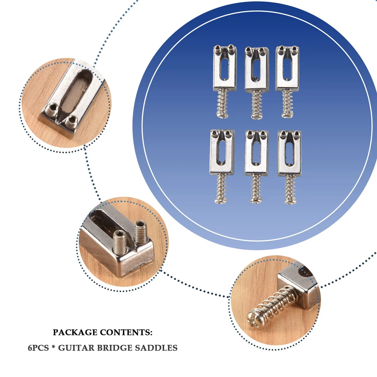 Alforjas de puente de guitarra eléctrica, juego plano para reemplazo de guitarra Strat Tele, 6 piezas