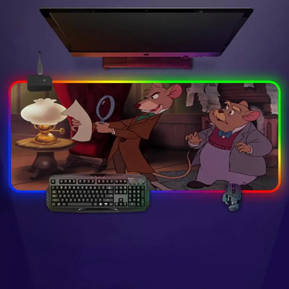 

The Great Mouse Detective Mouse Pad Mousepad Rgb Mouse Pad gamer Gaming Backlight Pc Accessories Gamer Keyboard Backlit Mat Des