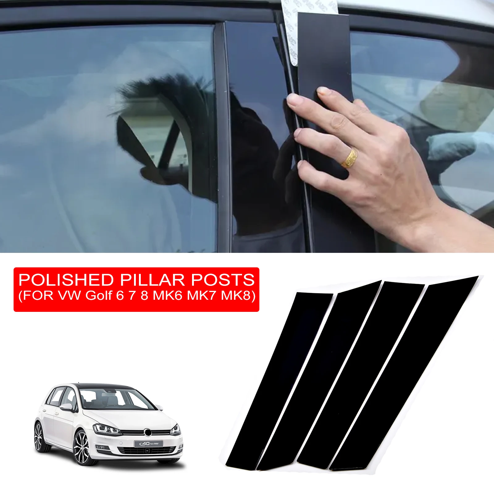 골프 Polished Pillar Posts For Volkswagen VW Golf 6 7 8 MK6 MK7 MK8 Door Pillars Post Trim Car Window B-Pillars Decorative Sticker