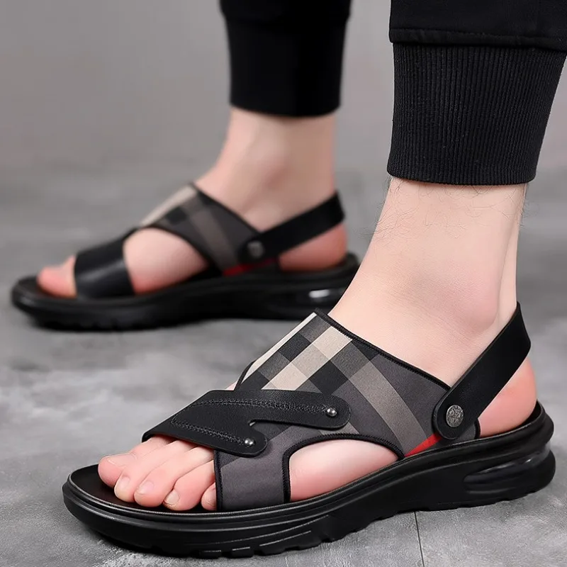 Men's Sandals Leather Casual Sandals Summer Beach Sandals for Men Outdoor Non Slip Platform Slippers Big Size47 Sandalias Hombre